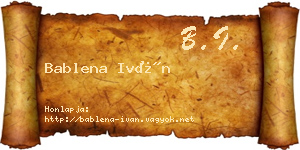 Bablena Iván névjegykártya